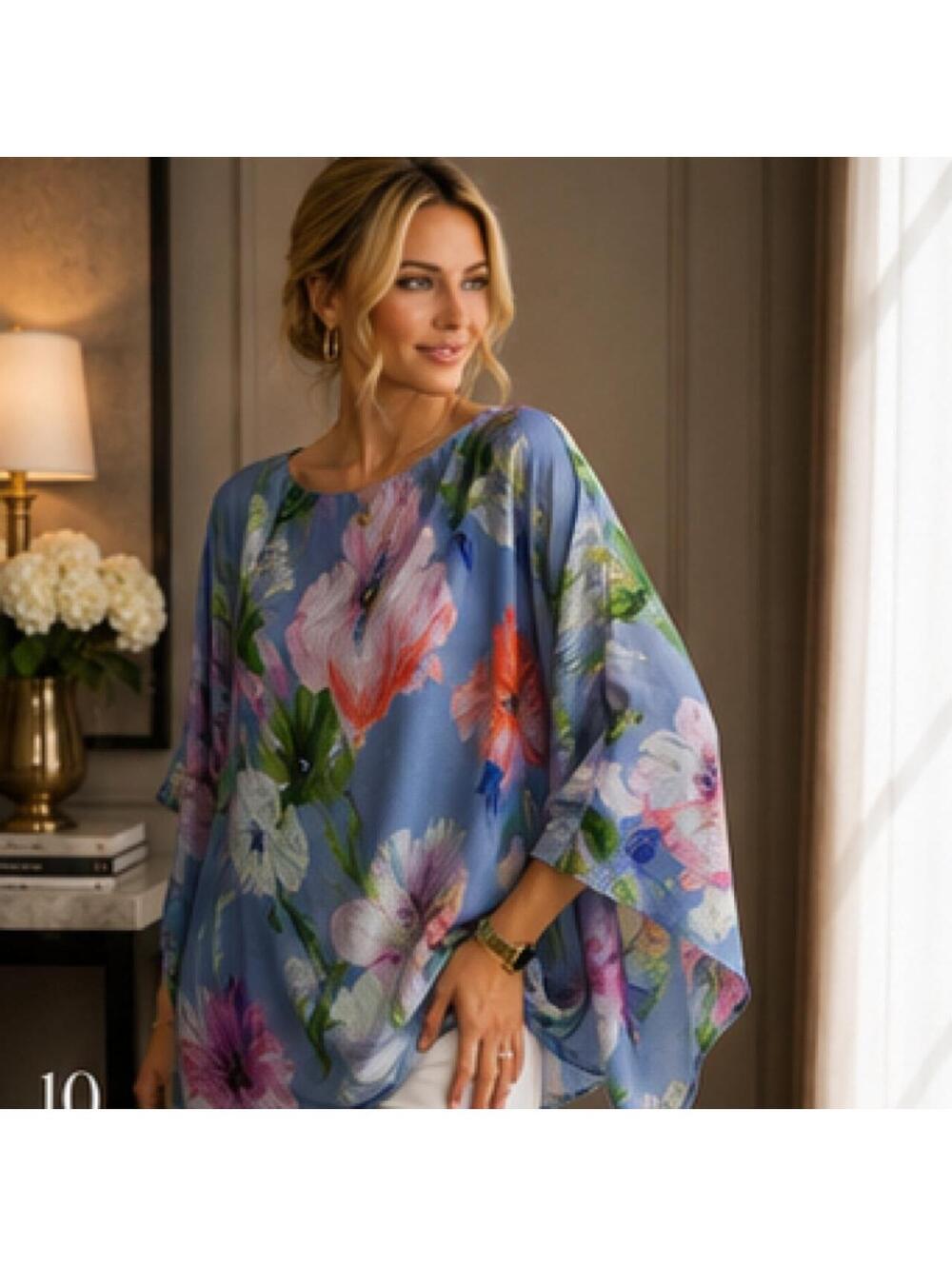 Giorgio Armani Floral Print Crinkle Blouse